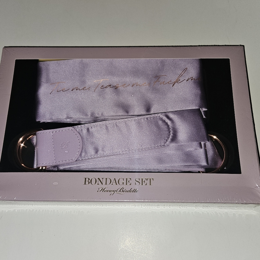 Honey Birdette Lilac Purple Bondage Kit with Silk Ties New Still Sealed